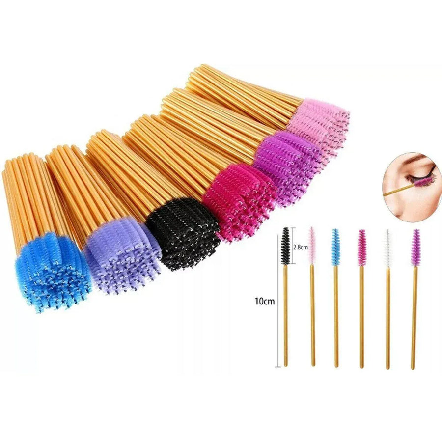 50X Disposable Mascara Wands Eyelash Brushes Applicator Lash Extension Brush - Purple+Clear
