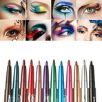 12 Pcs Coloured Eyeliner Pencil Set, Retractable Eye Makeup Pencils in Assorted Colours