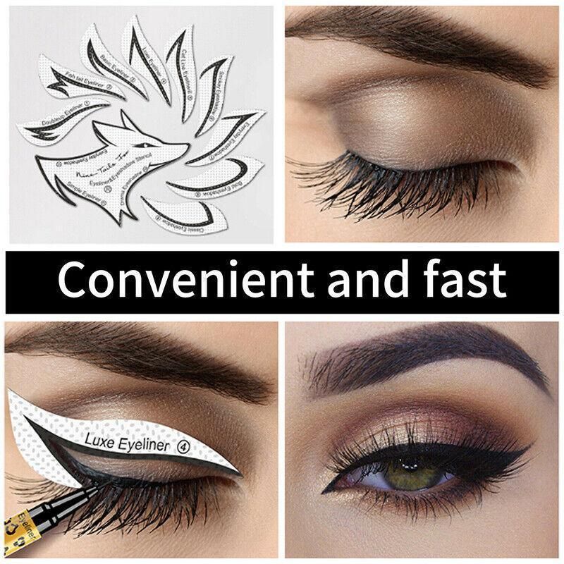 Eyeliner Eyeshadow Stencil Set Eye Makeup Fox Template Non-Woven 12 Styles Cards - A (2PCS)
