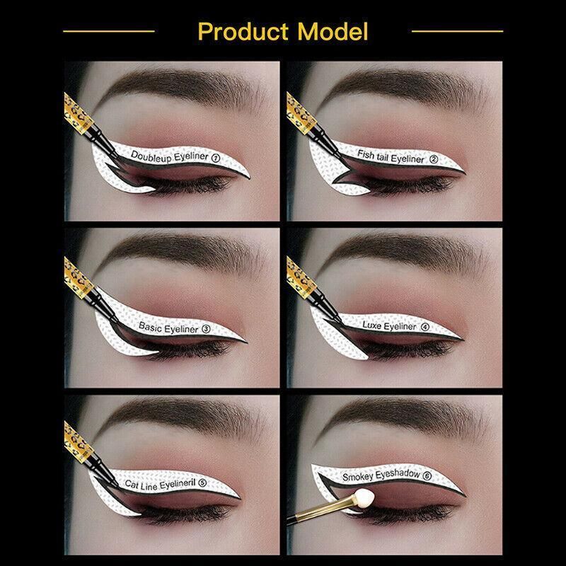 Eyeliner Eyeshadow Stencil Set Eye Makeup Fox Template Non-Woven 12 Styles Cards - A (2PCS)