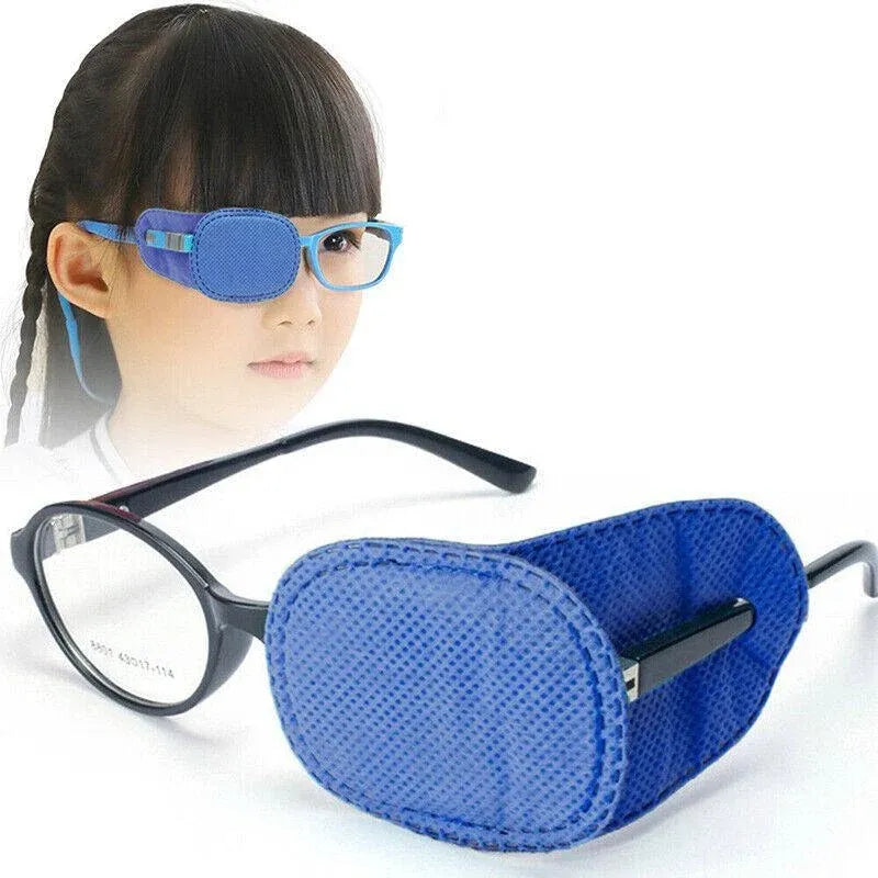 Universal Eye Patch Mask for Strabismus and Amblyopia Glasses Cover Training Aid - Blue