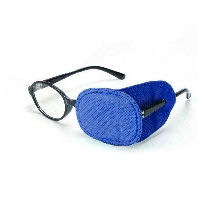 Universal Eye Patch Mask for Strabismus and Amblyopia Glasses Cover Training Aid - Blue