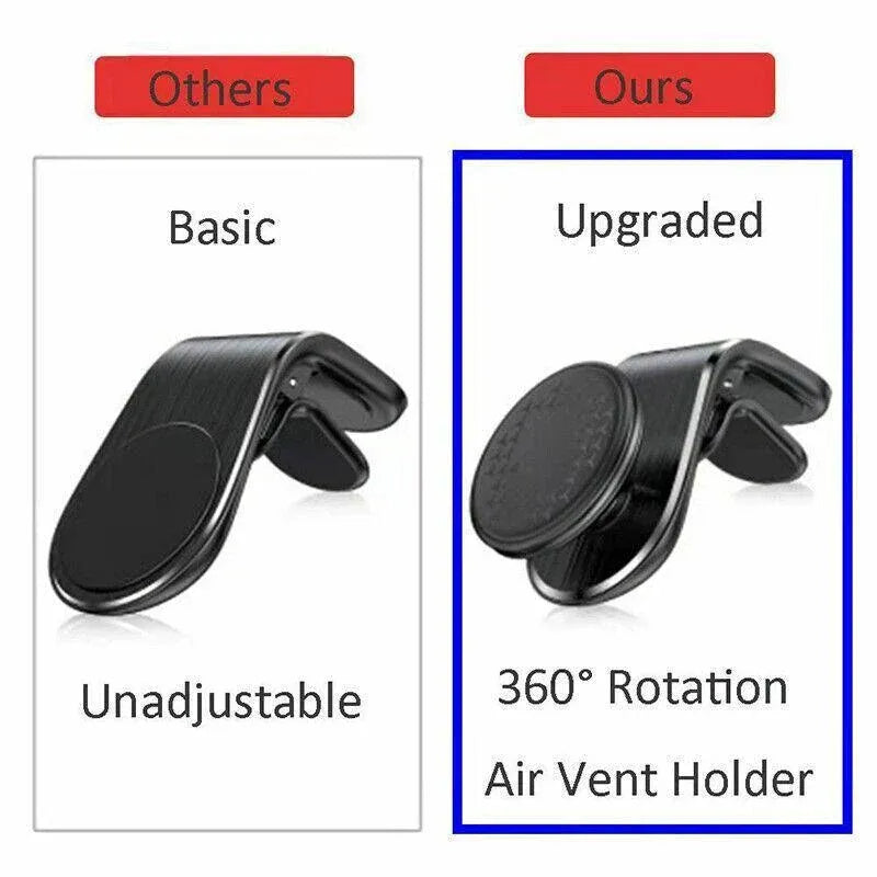 Universal Car Phone Holder Mini 360 Degree Rotating Air Vent Mount Clip Stand - Black