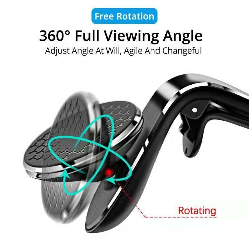 Universal Car Phone Holder Mini 360 Degree Rotating Air Vent Mount Clip Stand - Black