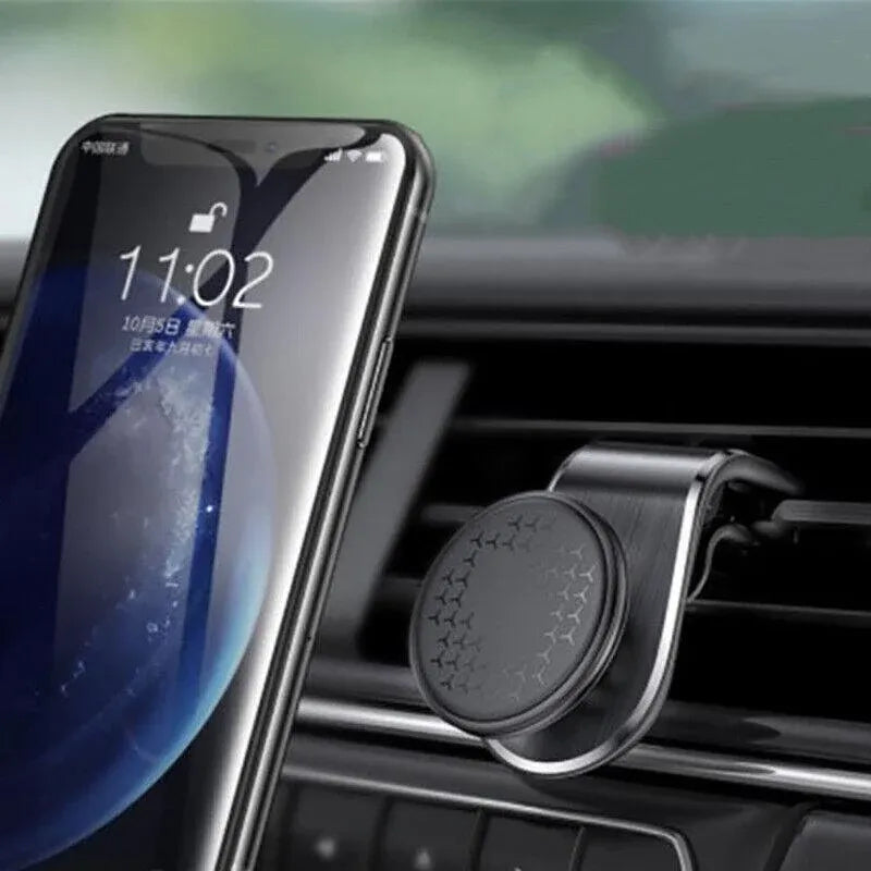 Universal Car Phone Holder Mini 360 Degree Rotating Air Vent Mount Clip Stand - Black