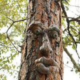 Old Man Tree Hugger Garden Peeker Yard Outdoor Sculpture Whimsical Face Decor - B