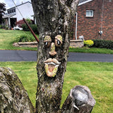 Old Man Tree Hugger Garden Peeker Yard Outdoor Sculpture Whimsical Face Decor - B - 45-Degree Angle
