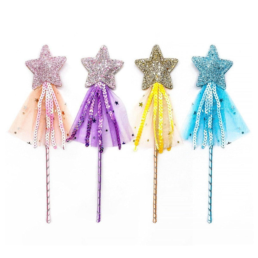 4pcs Sequin Fairy Wand Magic Pentagram Wand for Girls Party Favor Set