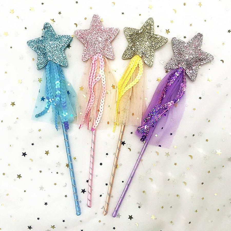 4pcs Sequin Fairy Wand Magic Pentagram Wand for Girls Party Favor Set