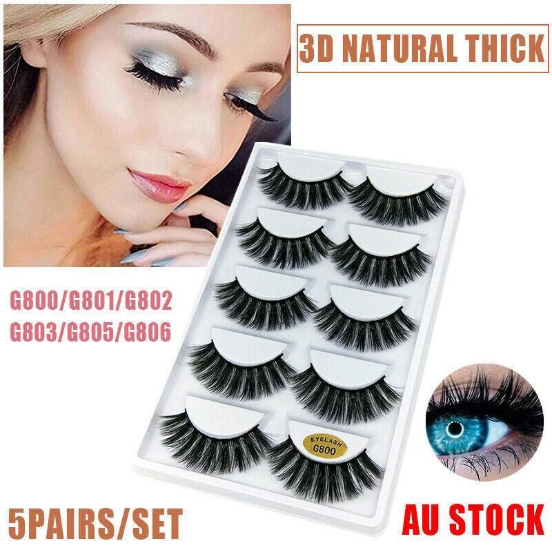 5 Pairs 3D Natural Thick False Fake Eyelashes Eye Lashes Mink Makeup Extension - G800