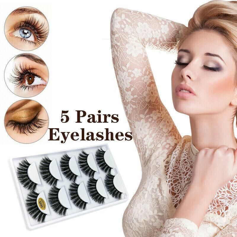 5 Pairs 3D Natural Thick False Fake Eyelashes Eye Lashes Mink Makeup Extension - G803