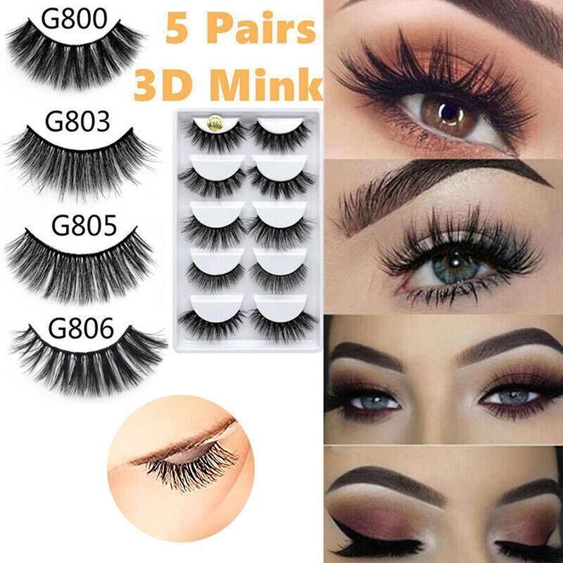 5 Pairs 3D Natural Thick False Fake Eyelashes Eye Lashes Mink Makeup Extension - G803