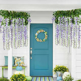 12X Artificial Silk Fake Flower Garland Vine Wisteria Leaf Hanging Wedding Decor - Purple - 45-Degree Angle