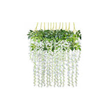 12X Artificial Silk Fake Flower Garland Vine Wisteria Leaf Hanging Wedding Decor - Purple
