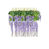 12X Artificial Silk Fake Flower Garland Vine Wisteria Leaf Hanging Wedding Decor - Purple - Low Angle
