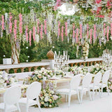 12X Artificial Silk Fake Flower Garland Vine Wisteria Leaf Hanging Wedding Decor - White - Side View