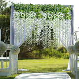 12X Artificial Silk Fake Flower Garland Vine Wisteria Leaf Hanging Wedding Decor - White - Top-Down View