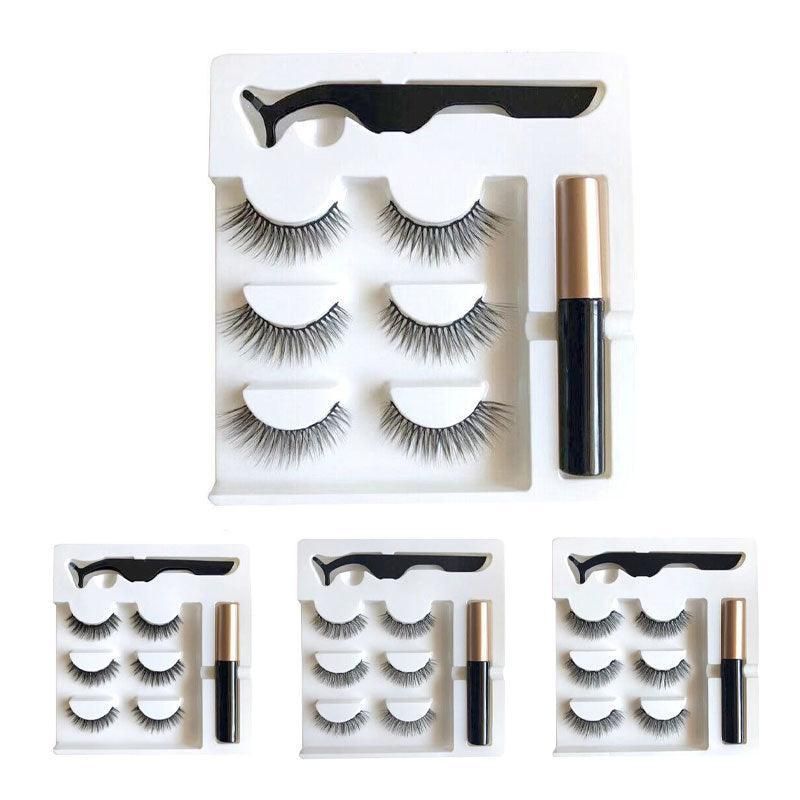 Magnetic False Eyelashes Natural Eye Lashes Extension Liquid Eyeliner Tweezer - Model 15