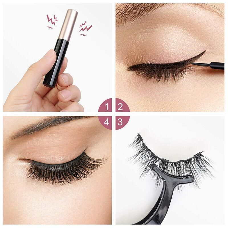 Magnetic False Eyelashes Natural Eye Lashes Extension Liquid Eyeliner Tweezer - Model 15
