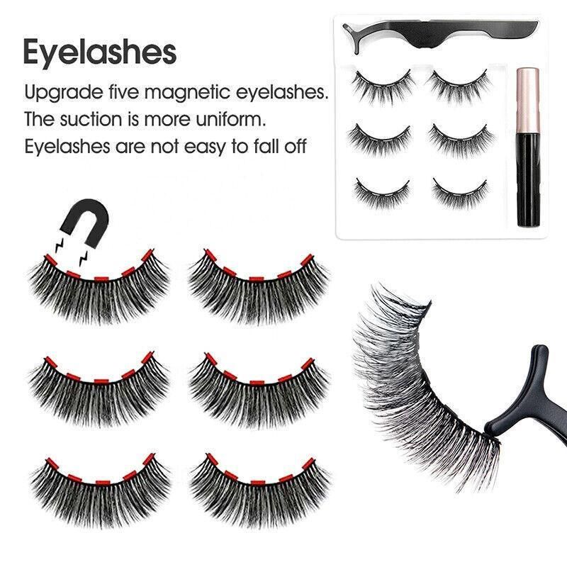 Magnetic False Eyelashes Natural Eye Lashes Extension Liquid Eyeliner Tweezer - Model 15