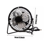 USB Desk Fan 4 Inch Metal Frame Black Portable Table Fan, 1 Piece