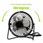 USB Desk Fan 4 Inch Metal Frame Black Portable Table Fan, 1 Piece