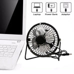 USB Desk Fan 4 Inch Metal Frame Black Portable Table Fan, 1 Piece