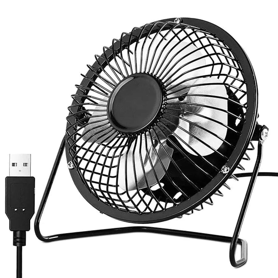 USB Desk Fan 4 Inch Metal Frame Black Portable Table Fan, 1 Piece