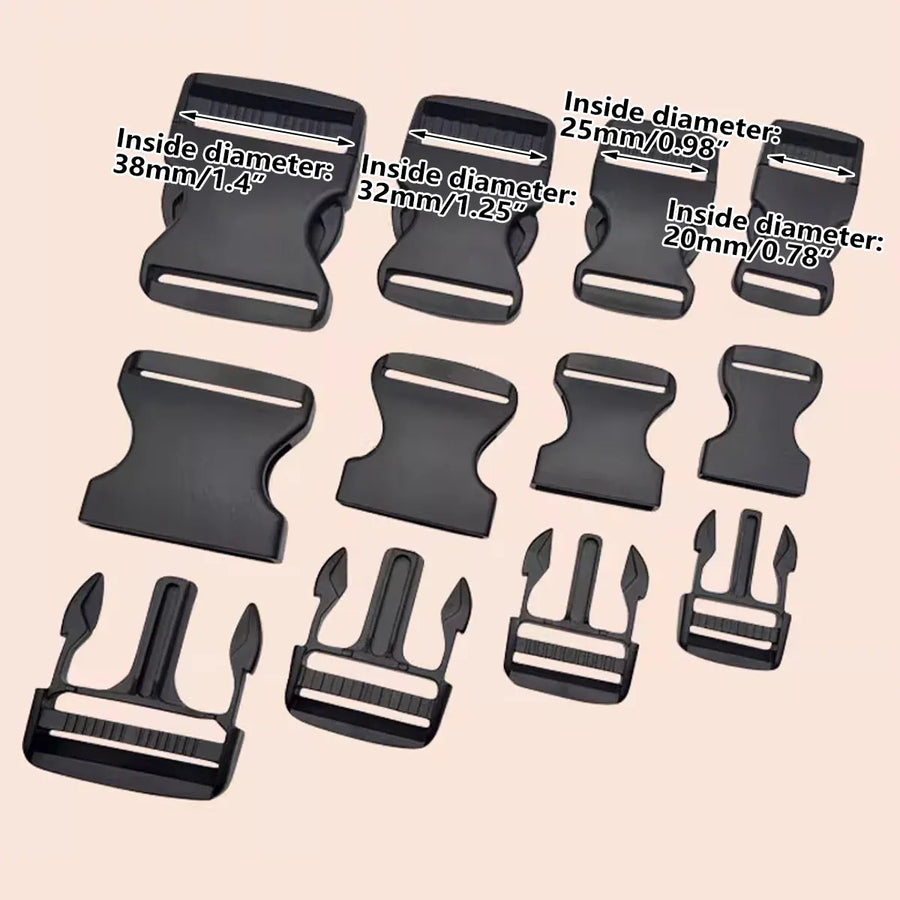 10pcs Black Plastic Buckle Clips for School Bag Backpack Strap Multifunctional - 32mm