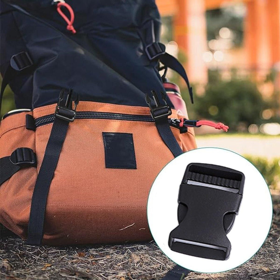 10pcs Black Plastic Buckle Clips for School Bag Backpack Strap Multifunctional - 32mm