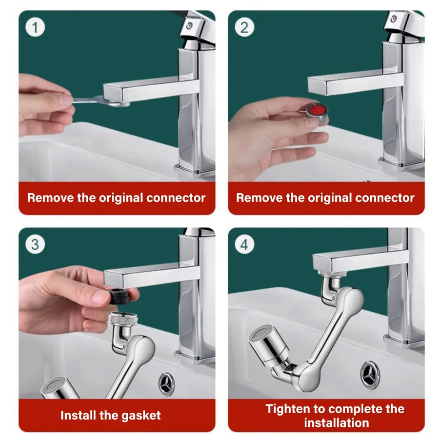 Multifunction Mechanical Arm Faucet Extender Rotatable Sink Tap Adapter Joint - Silver