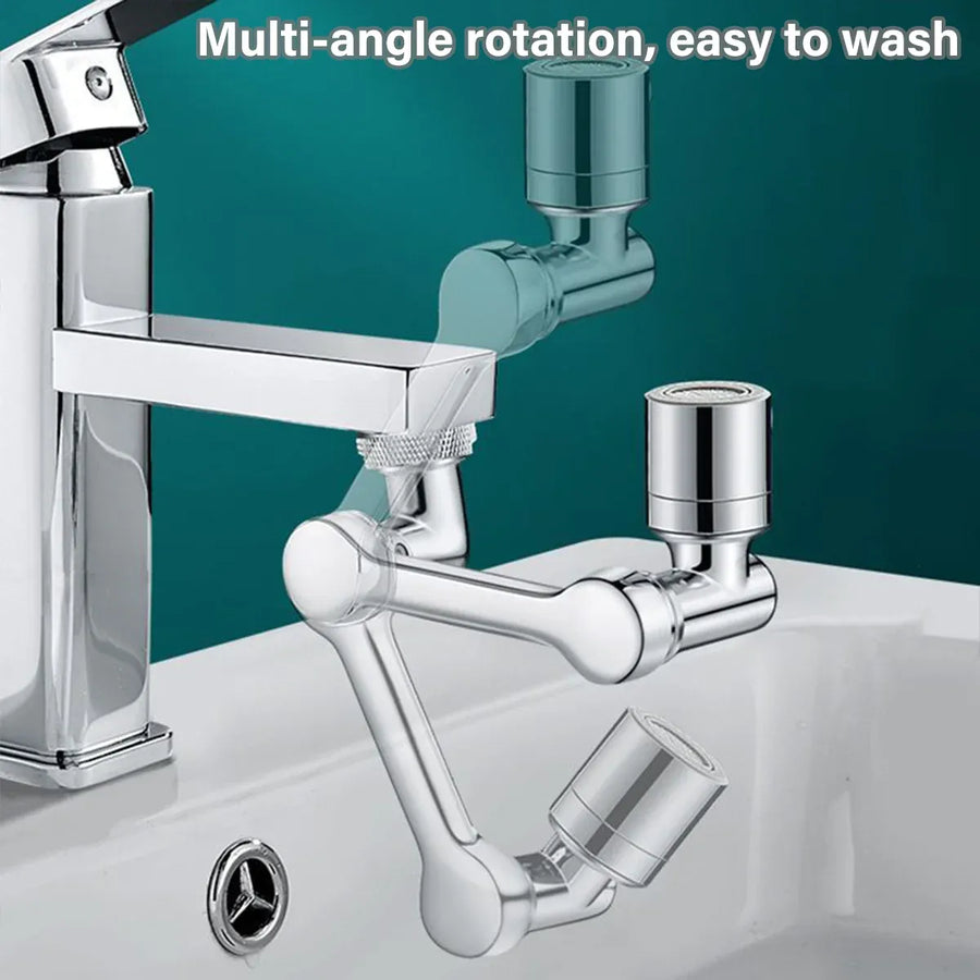 Multifunction Mechanical Arm Faucet Extender Rotatable Sink Tap Adapter Joint - Silver