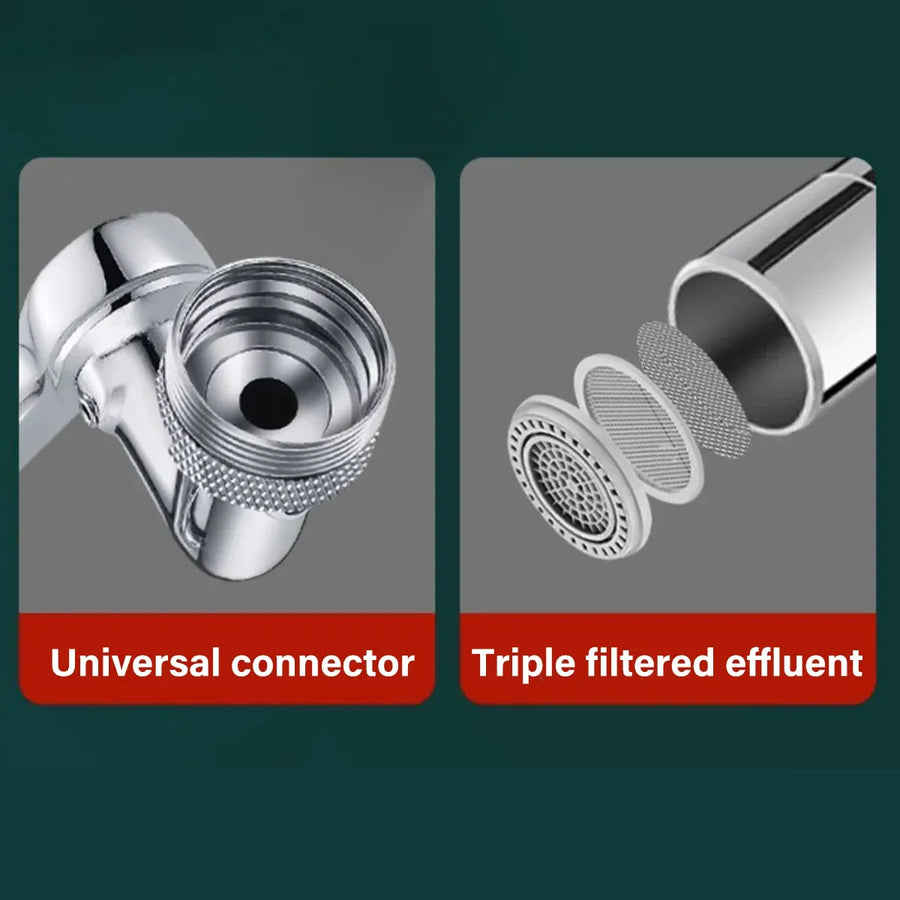 Multifunction Mechanical Arm Faucet Extender Rotatable Sink Tap Adapter Joint - Silver