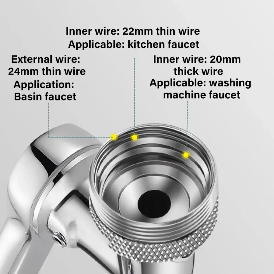 Multifunction Mechanical Arm Faucet Extender Rotatable Sink Tap Adapter Joint - Silver