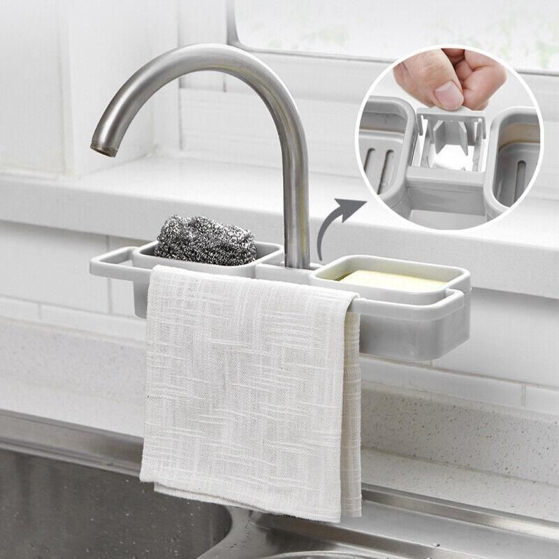 Kitchen  Faucet  Holder  Soap Sponges Caddy Organizer Storage Rack Sink Basket