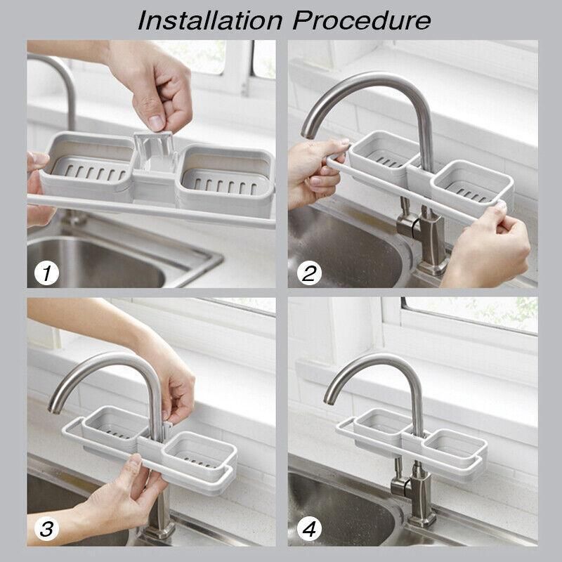 Kitchen  Faucet  Holder  Soap Sponges Caddy Organizer Storage Rack Sink Basket