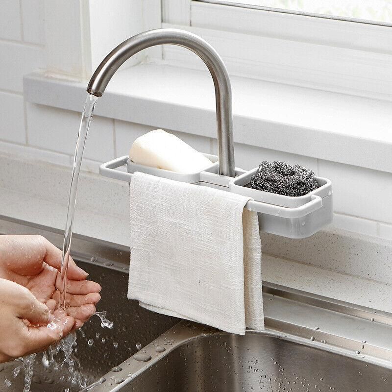 Kitchen  Faucet  Holder  Soap Sponges Caddy Organizer Storage Rack Sink Basket