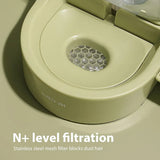 2.2L Large Capacity Pet Water Fountain with Food Bowl Auto Circulation Filtered - Rear View