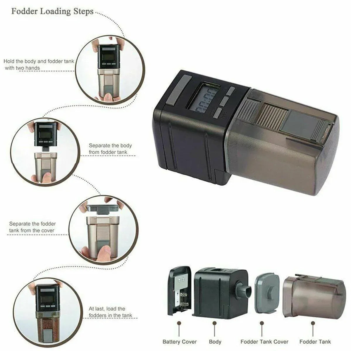 Automatic Fish Feeder Intelligent Timing Aquarium Large Capacity Food Dispenser