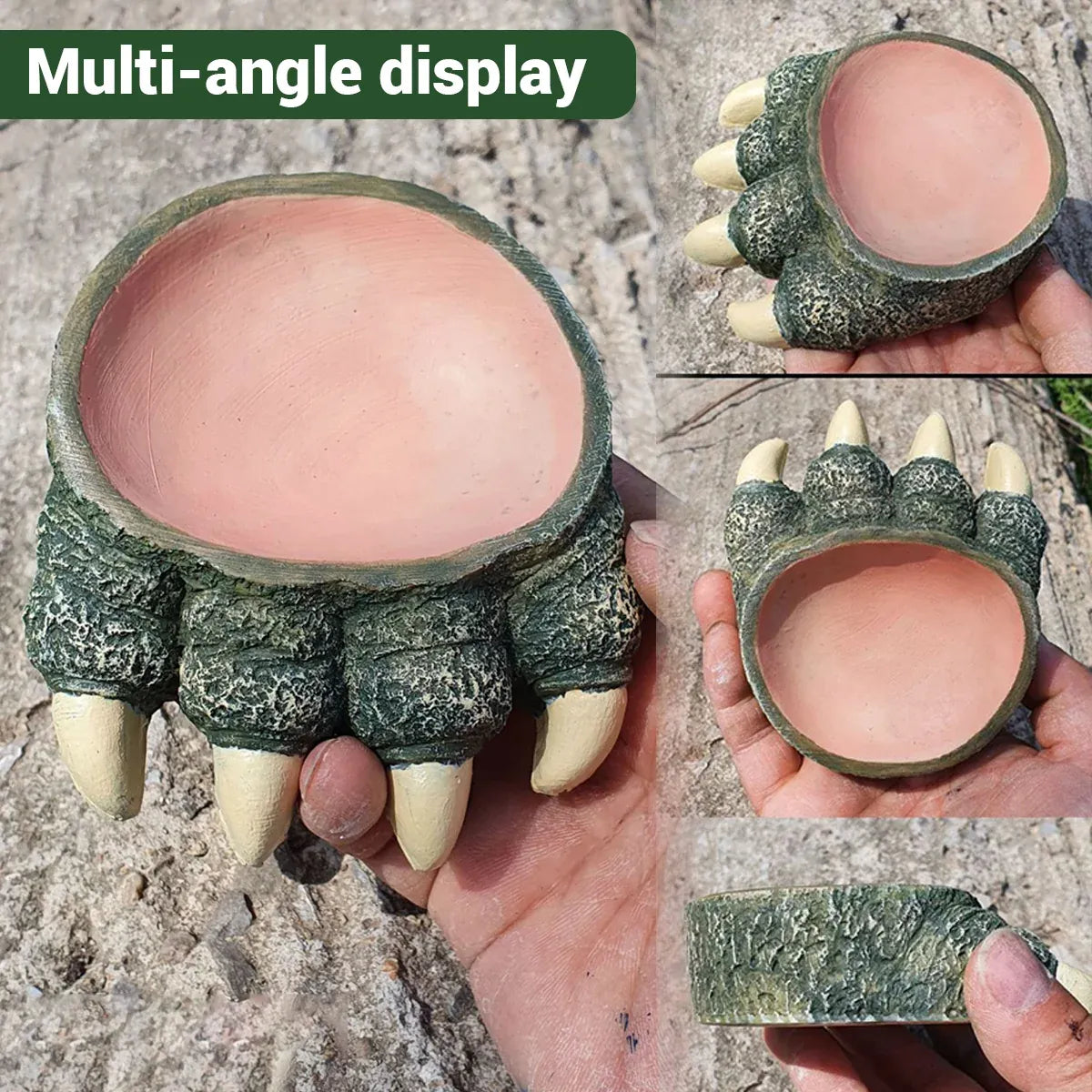 Lizard Claw Shaped Pet Food Water Bowl Durable Resin Non Slip
