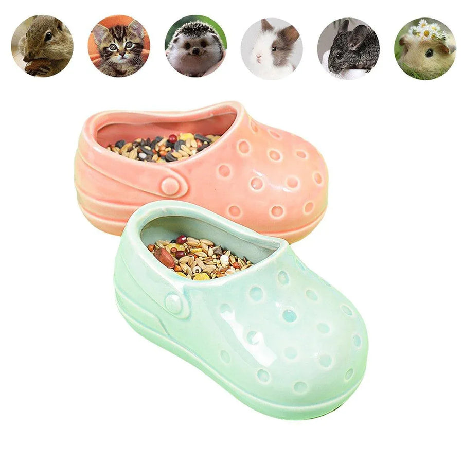 Tumble-Proof Non-Slip Hamster Food Bowl Hedgehog Feeder Squirrel Dish Plate - Pink