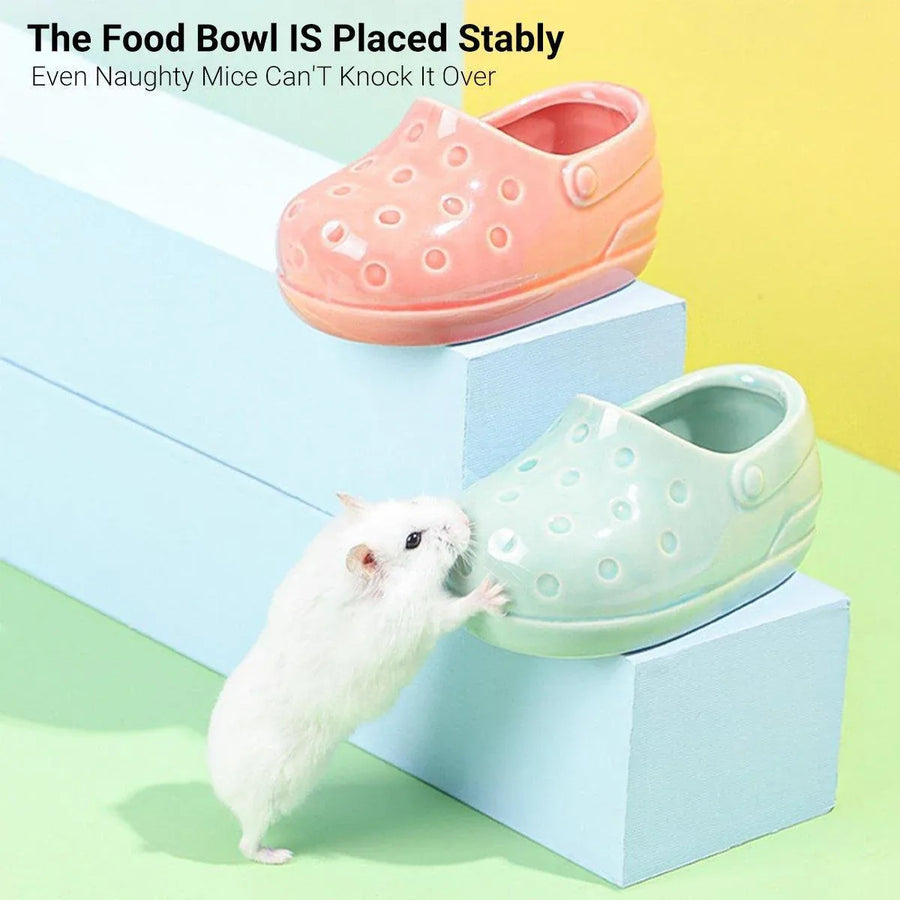 Tumble-Proof Non-Slip Hamster Food Bowl Hedgehog Feeder Squirrel Dish Plate - Pink
