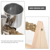 Solid Wood Parrot Desktop Training Rack Station with Food Basin Durable - 45-Degree Angle