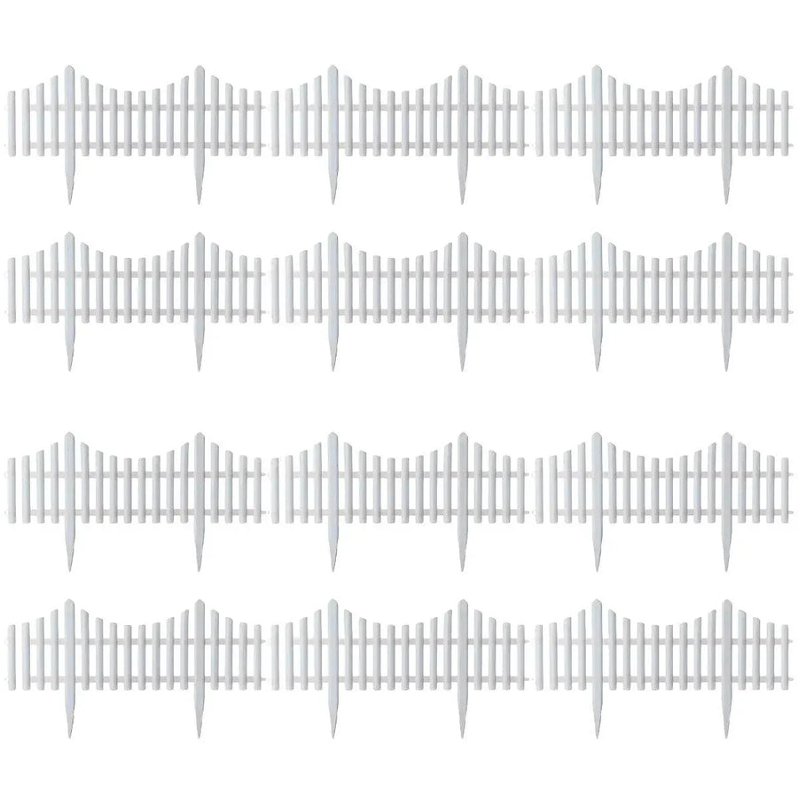 White Garden Edging Fence Panels 60 x 33 cm - 12 Pieces