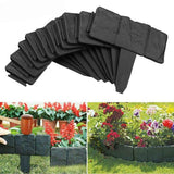 20pcs Garden Fence Edging Plastic Lawn Border for Outdoor Yard Flower Bed - Grey - 45-Degree Angle
