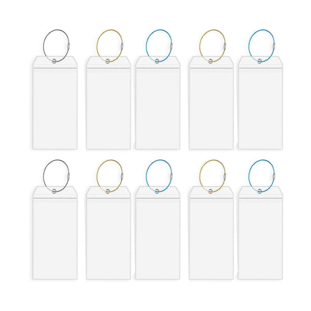 2/10PCS Cruise Ship Luggage Tags Holders Zip Pouch Keyring Steel Wire Cable - 2PCS