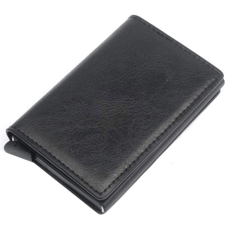 RFID Blocking Leather Card Wallet with Money Clip for Men Credit Holder - Black