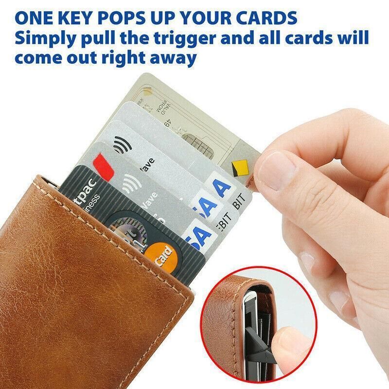 RFID Blocking Leather Card Wallet with Money Clip for Men Credit Holder - Black