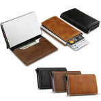 RFID Blocking Leather Card Wallet with Money Clip for Men Credit Holder - Black