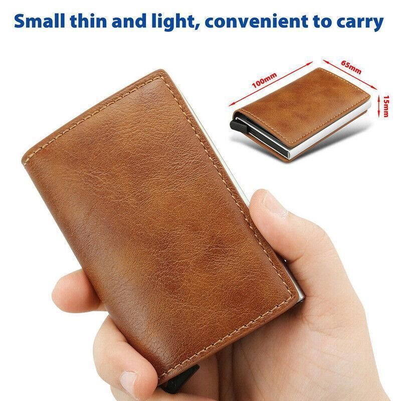 RFID Blocking Leather Card Wallet with Money Clip for Men Credit Holder - Black